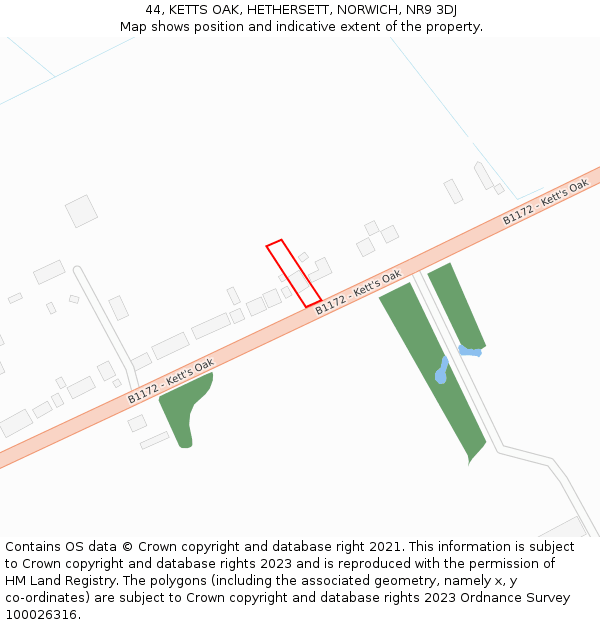 44, KETTS OAK, HETHERSETT, NORWICH, NR9 3DJ: Location map and indicative extent of plot