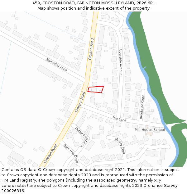 459, CROSTON ROAD, FARINGTON MOSS, LEYLAND, PR26 6PL: Location map and indicative extent of plot