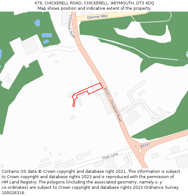 479, CHICKERELL ROAD, CHICKERELL, WEYMOUTH, DT3 4DQ: Location map and indicative extent of plot