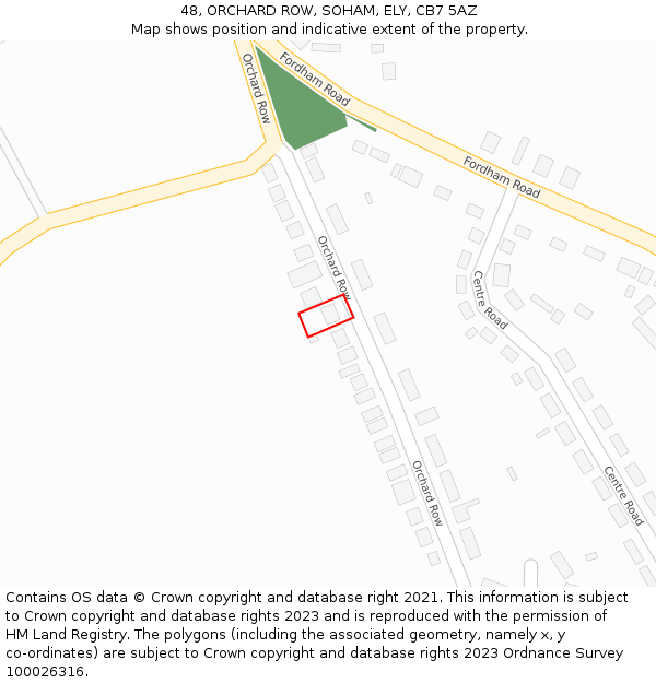 48, ORCHARD ROW, SOHAM, ELY, CB7 5AZ: Location map and indicative extent of plot