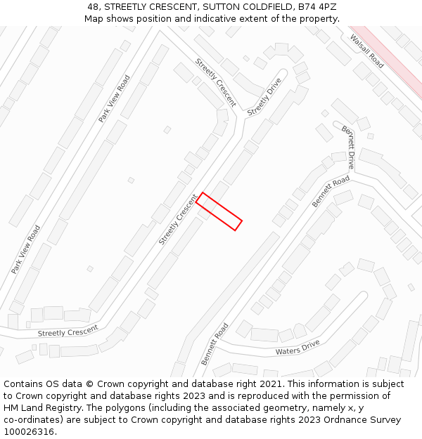 48, STREETLY CRESCENT, SUTTON COLDFIELD, B74 4PZ: Location map and indicative extent of plot