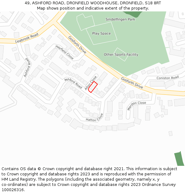 49, ASHFORD ROAD, DRONFIELD WOODHOUSE, DRONFIELD, S18 8RT: Location map and indicative extent of plot