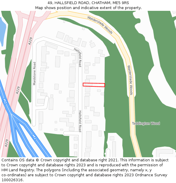 49, HALLSFIELD ROAD, CHATHAM, ME5 9RS: Location map and indicative extent of plot