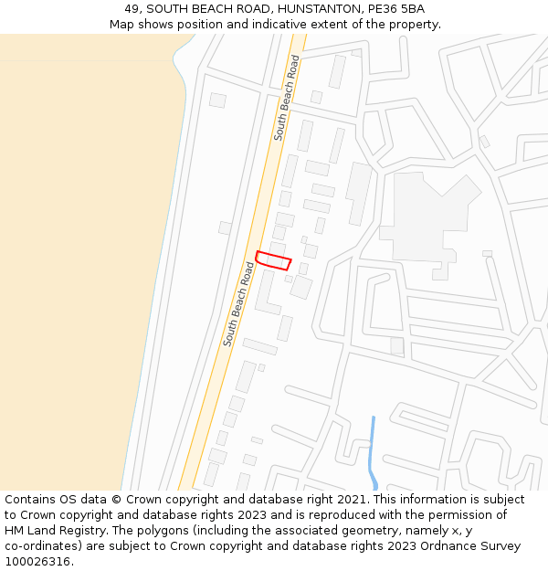 49, SOUTH BEACH ROAD, HUNSTANTON, PE36 5BA: Location map and indicative extent of plot