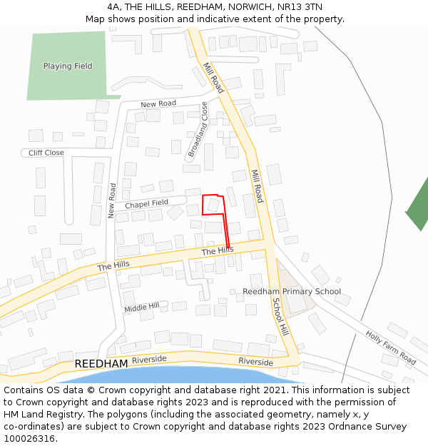 4A, THE HILLS, REEDHAM, NORWICH, NR13 3TN: Location map and indicative extent of plot