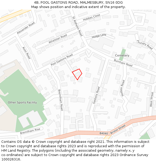 4B, POOL GASTONS ROAD, MALMESBURY, SN16 0DG: Location map and indicative extent of plot