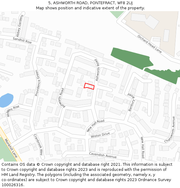 5, ASHWORTH ROAD, PONTEFRACT, WF8 2UJ: Location map and indicative extent of plot