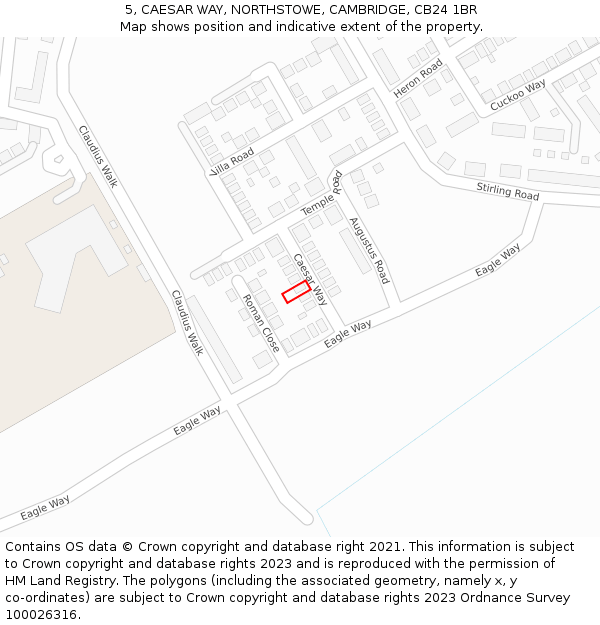 5, CAESAR WAY, NORTHSTOWE, CAMBRIDGE, CB24 1BR: Location map and indicative extent of plot