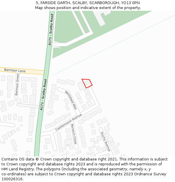 5, FARSIDE GARTH, SCALBY, SCARBOROUGH, YO13 0PN: Location map and indicative extent of plot