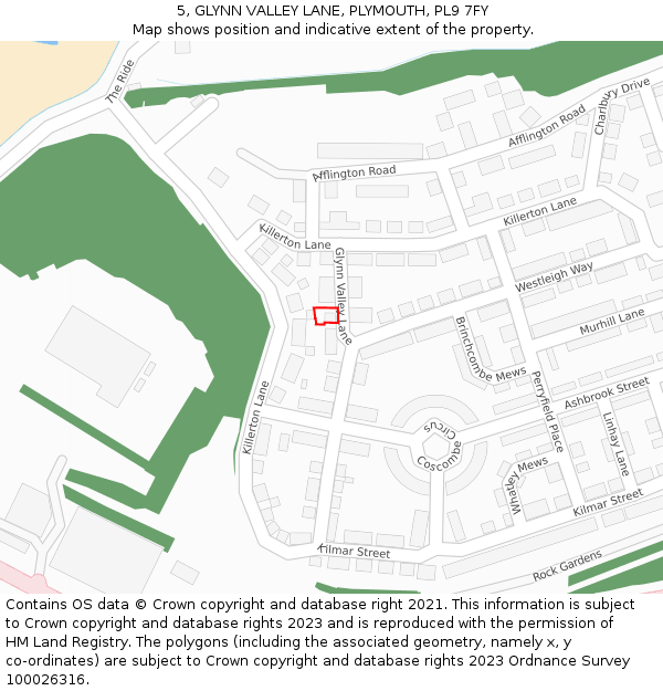 5, GLYNN VALLEY LANE, PLYMOUTH, PL9 7FY: Location map and indicative extent of plot