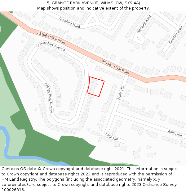 5, GRANGE PARK AVENUE, WILMSLOW, SK9 4AJ: Location map and indicative extent of plot