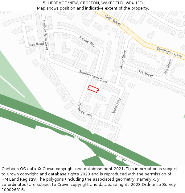 5, HERBAGE VIEW, CROFTON, WAKEFIELD, WF4 1FD: Location map and indicative extent of plot