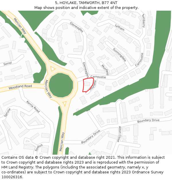 5, HOYLAKE, TAMWORTH, B77 4NT: Location map and indicative extent of plot