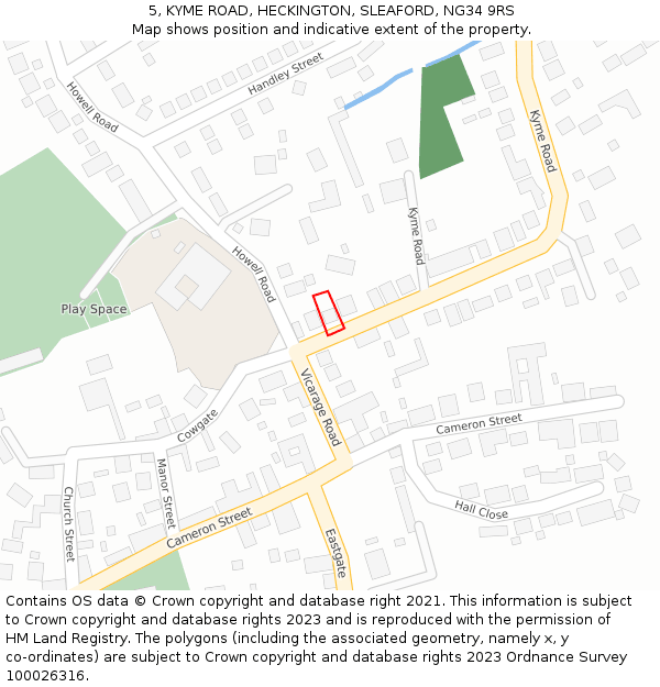 5, KYME ROAD, HECKINGTON, SLEAFORD, NG34 9RS: Location map and indicative extent of plot