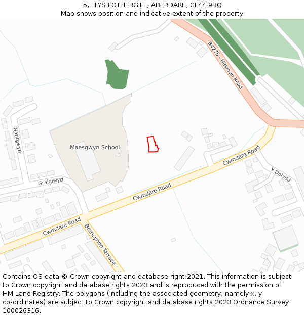 5, LLYS FOTHERGILL, ABERDARE, CF44 9BQ: Location map and indicative extent of plot