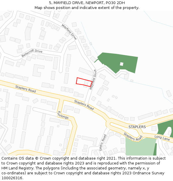 5, MAYFIELD DRIVE, NEWPORT, PO30 2DH: Location map and indicative extent of plot