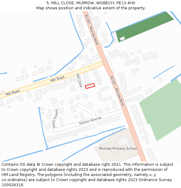 5, MILL CLOSE, MURROW, WISBECH, PE13 4HX: Location map and indicative extent of plot