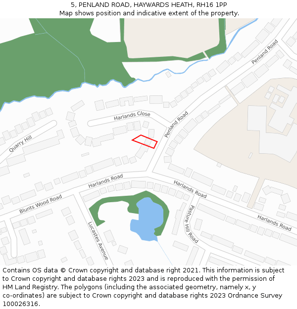 5, PENLAND ROAD, HAYWARDS HEATH, RH16 1PP: Location map and indicative extent of plot