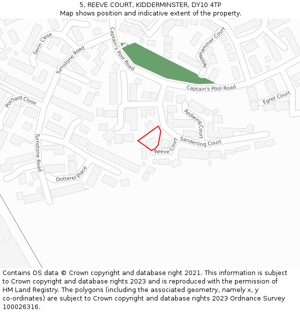 5, REEVE COURT, KIDDERMINSTER, DY10 4TP: Location map and indicative extent of plot