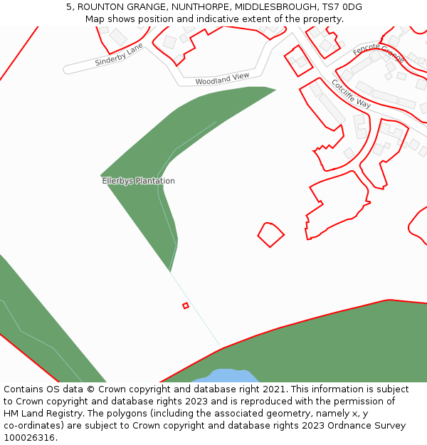 5, ROUNTON GRANGE, NUNTHORPE, MIDDLESBROUGH, TS7 0DG: Location map and indicative extent of plot