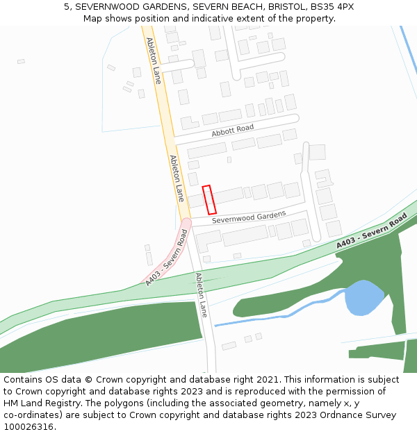 5, SEVERNWOOD GARDENS, SEVERN BEACH, BRISTOL, BS35 4PX: Location map and indicative extent of plot