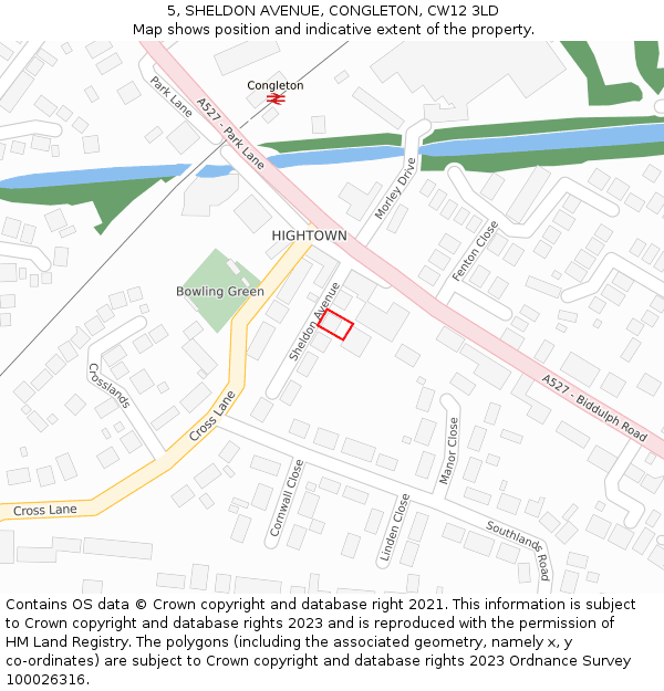 5, SHELDON AVENUE, CONGLETON, CW12 3LD: Location map and indicative extent of plot