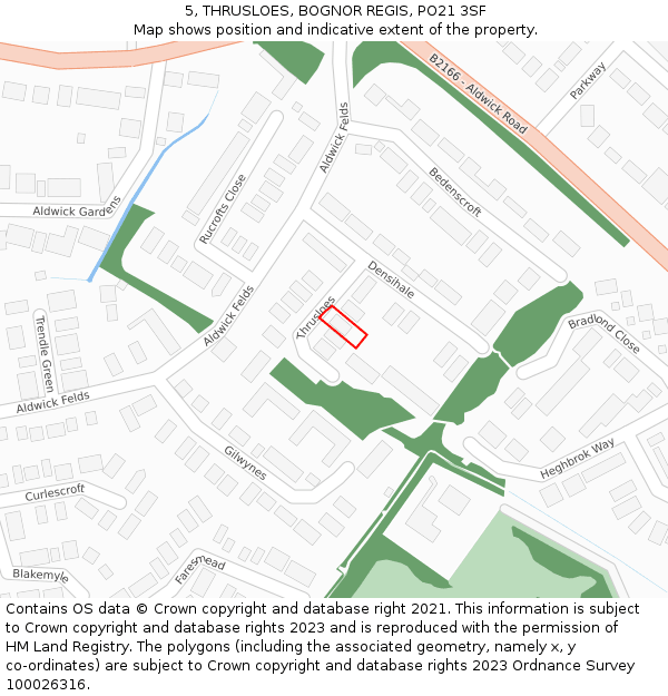 5, THRUSLOES, BOGNOR REGIS, PO21 3SF: Location map and indicative extent of plot