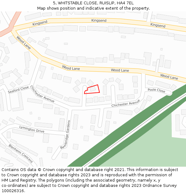 5, WHITSTABLE CLOSE, RUISLIP, HA4 7EL: Location map and indicative extent of plot