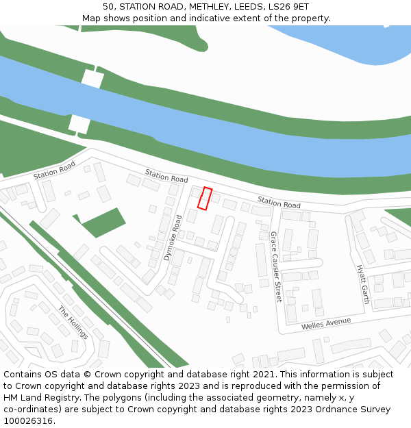 50, STATION ROAD, METHLEY, LEEDS, LS26 9ET: Location map and indicative extent of plot