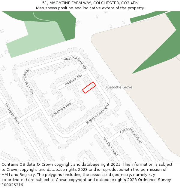 51, MAGAZINE FARM WAY, COLCHESTER, CO3 4EN: Location map and indicative extent of plot