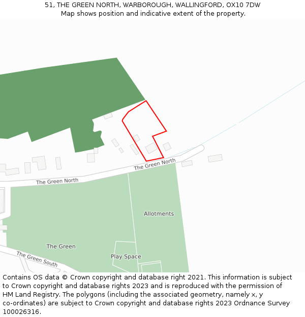 51, THE GREEN NORTH, WARBOROUGH, WALLINGFORD, OX10 7DW: Location map and indicative extent of plot