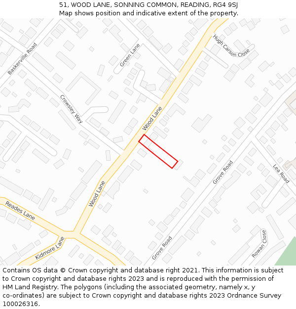 51, WOOD LANE, SONNING COMMON, READING, RG4 9SJ: Location map and indicative extent of plot