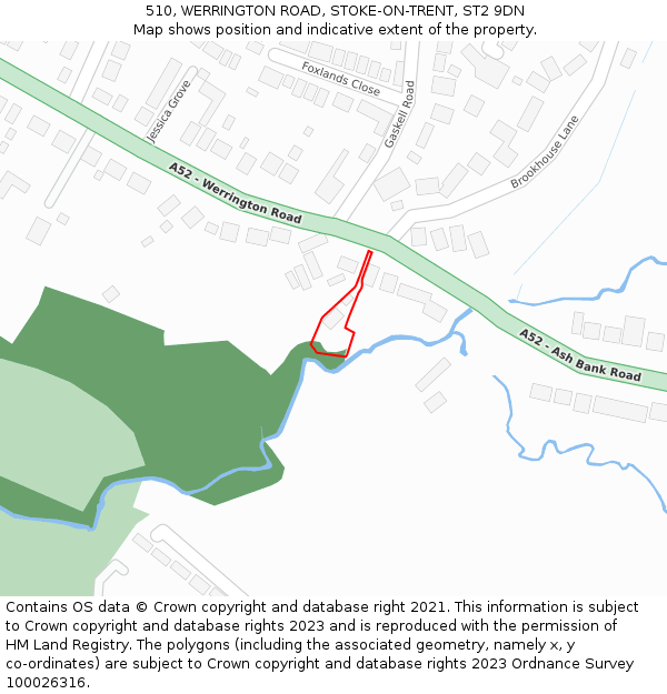 510, WERRINGTON ROAD, STOKE-ON-TRENT, ST2 9DN: Location map and indicative extent of plot