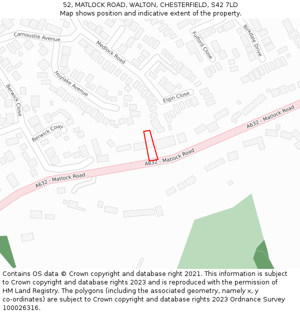 52, MATLOCK ROAD, WALTON, CHESTERFIELD, S42 7LD: Location map and indicative extent of plot