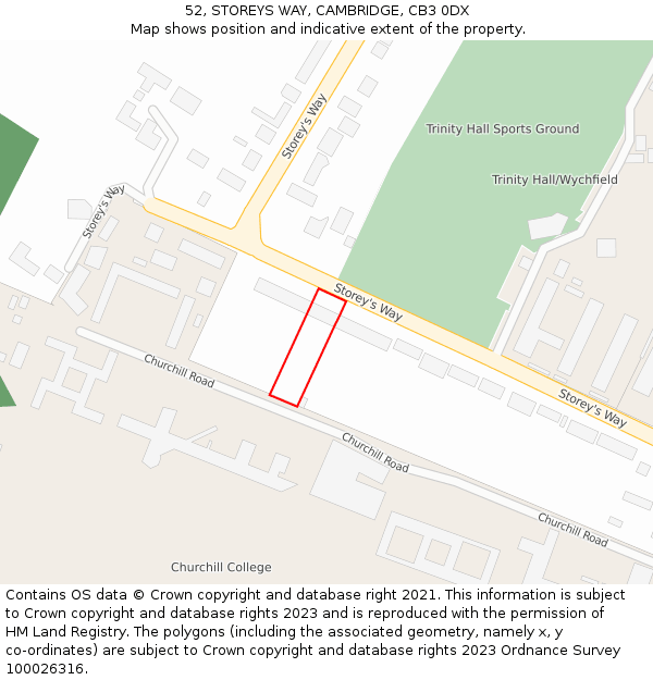 52, STOREYS WAY, CAMBRIDGE, CB3 0DX: Location map and indicative extent of plot