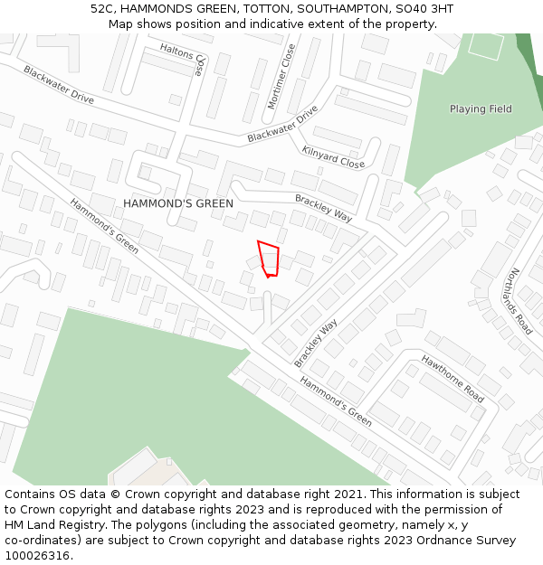 52C, HAMMONDS GREEN, TOTTON, SOUTHAMPTON, SO40 3HT: Location map and indicative extent of plot