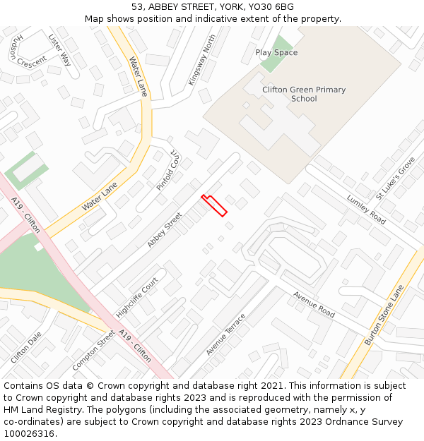 53, ABBEY STREET, YORK, YO30 6BG: Location map and indicative extent of plot