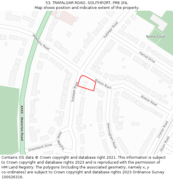 53, TRAFALGAR ROAD, SOUTHPORT, PR8 2NL: Location map and indicative extent of plot