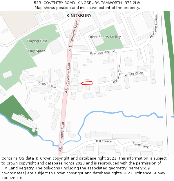 53B, COVENTRY ROAD, KINGSBURY, TAMWORTH, B78 2LW: Location map and indicative extent of plot