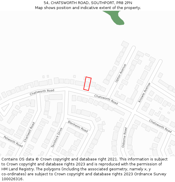 54, CHATSWORTH ROAD, SOUTHPORT, PR8 2PN: Location map and indicative extent of plot