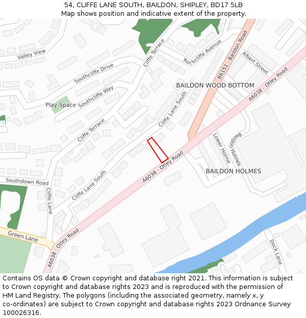 54, CLIFFE LANE SOUTH, BAILDON, SHIPLEY, BD17 5LB: Location map and indicative extent of plot