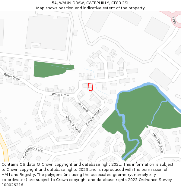 54, WAUN DRAW, CAERPHILLY, CF83 3SL: Location map and indicative extent of plot