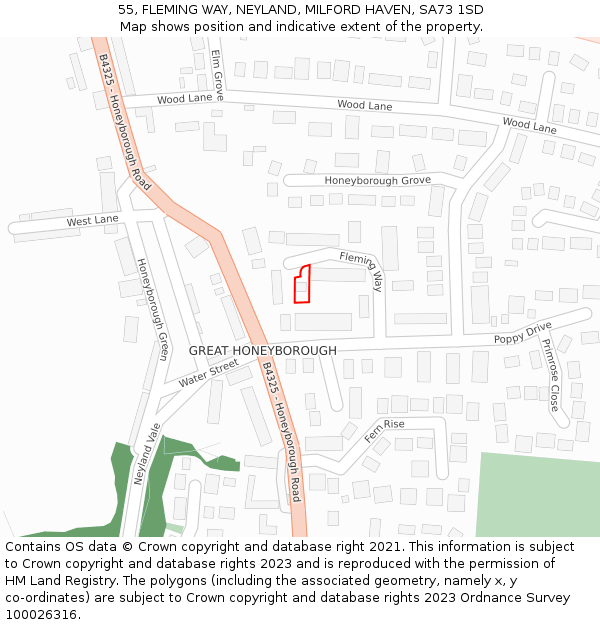 55, FLEMING WAY, NEYLAND, MILFORD HAVEN, SA73 1SD: Location map and indicative extent of plot