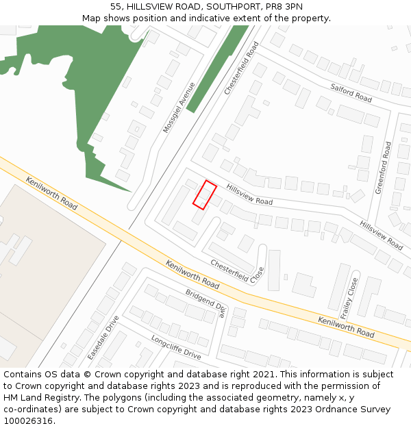 55, HILLSVIEW ROAD, SOUTHPORT, PR8 3PN: Location map and indicative extent of plot