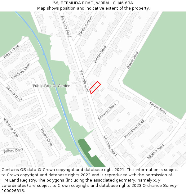 56, BERMUDA ROAD, WIRRAL, CH46 6BA: Location map and indicative extent of plot