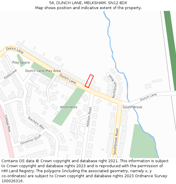 56, DUNCH LANE, MELKSHAM, SN12 8DX: Location map and indicative extent of plot