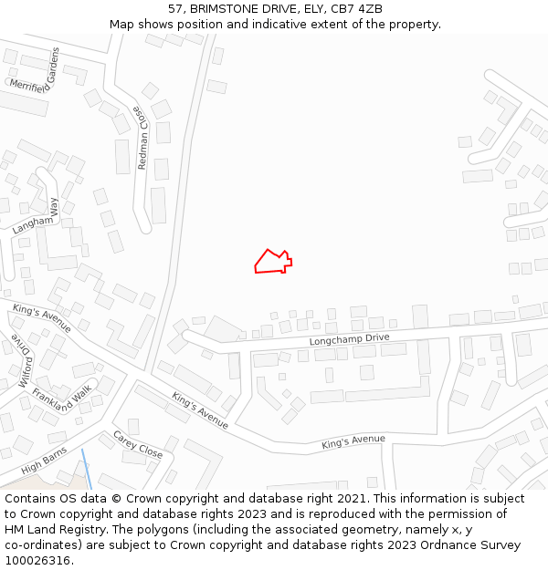 57, BRIMSTONE DRIVE, ELY, CB7 4ZB: Location map and indicative extent of plot