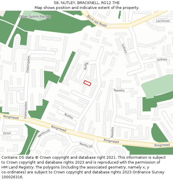 58, NUTLEY, BRACKNELL, RG12 7HE: Location map and indicative extent of plot