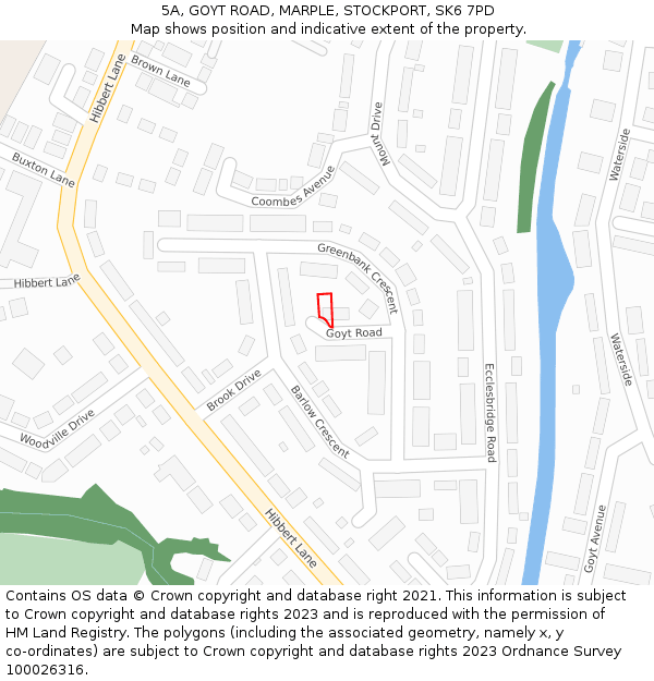 5A, GOYT ROAD, MARPLE, STOCKPORT, SK6 7PD: Location map and indicative extent of plot