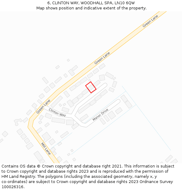 6, CLINTON WAY, WOODHALL SPA, LN10 6QW: Location map and indicative extent of plot